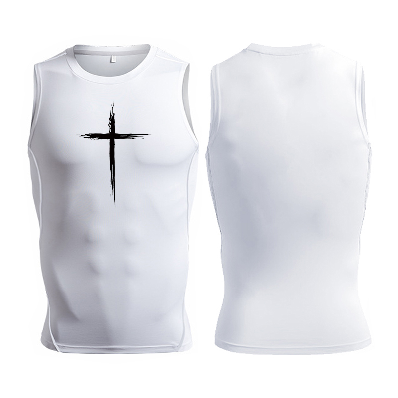 Cross Print Sleeveless Compres - đánh giá và giá Crossfit Vest